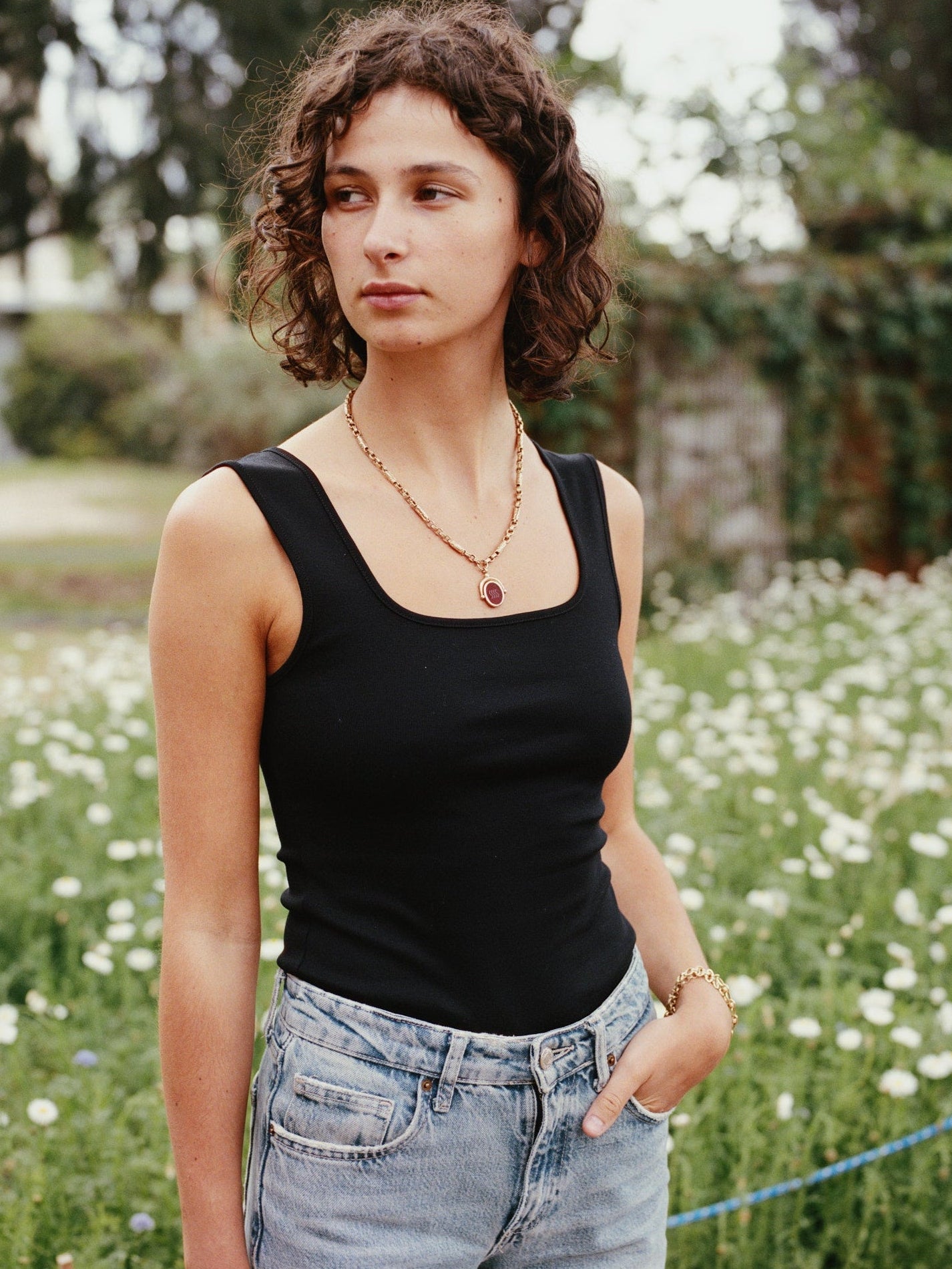 Recently in Stock - Edith Black Cotton Singlet