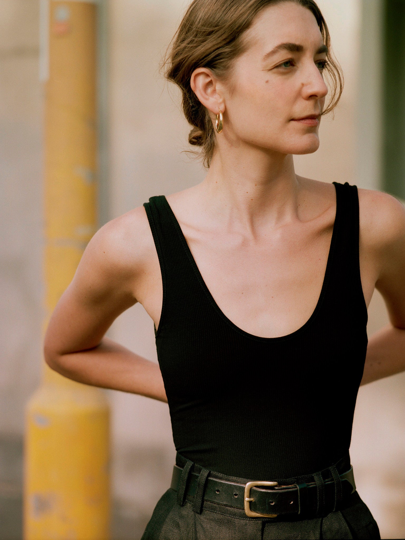 Elio Organic Black Cotton Singlet