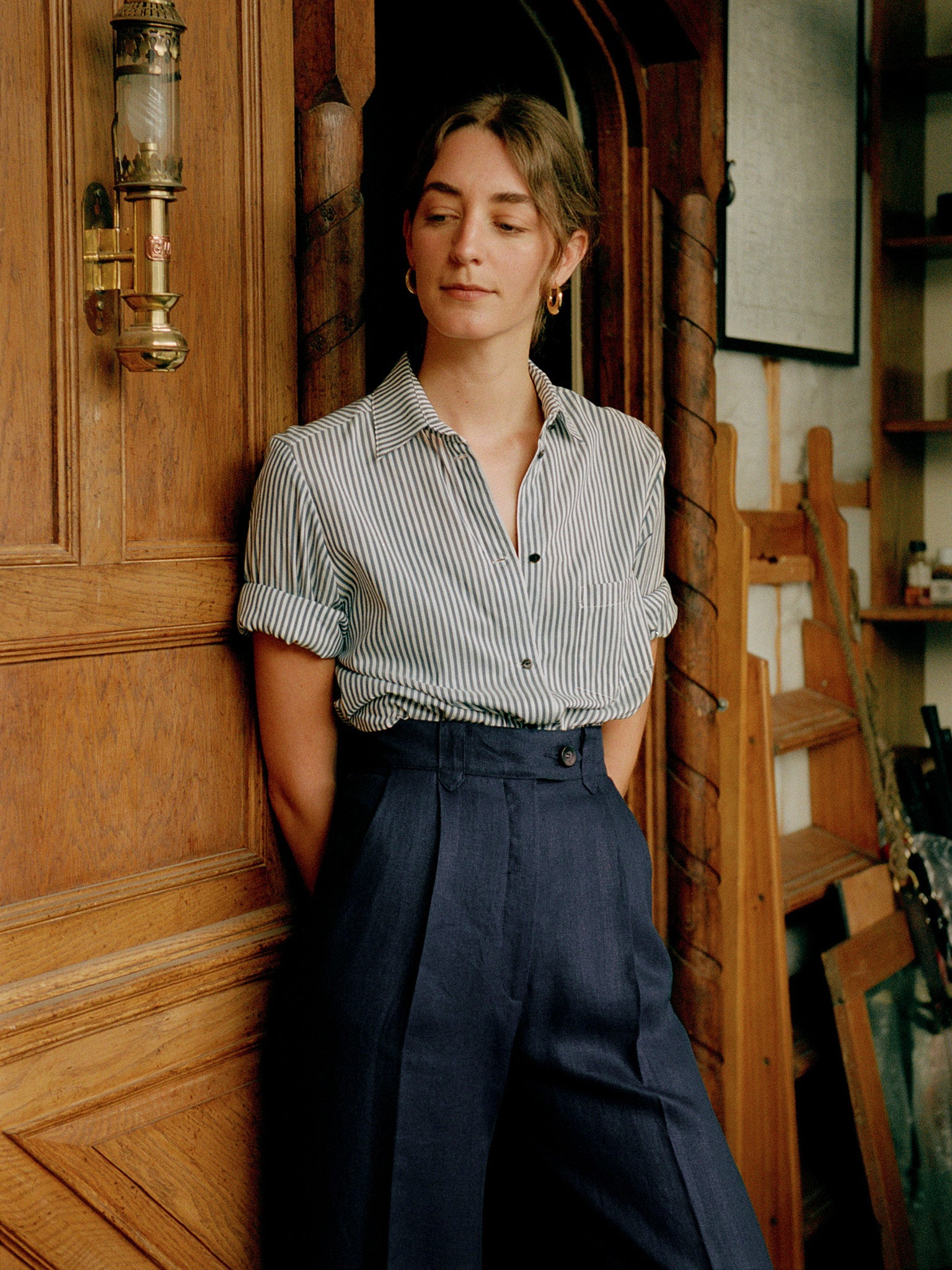 Pre-Order Ines Navy Japanese Linen Pants
