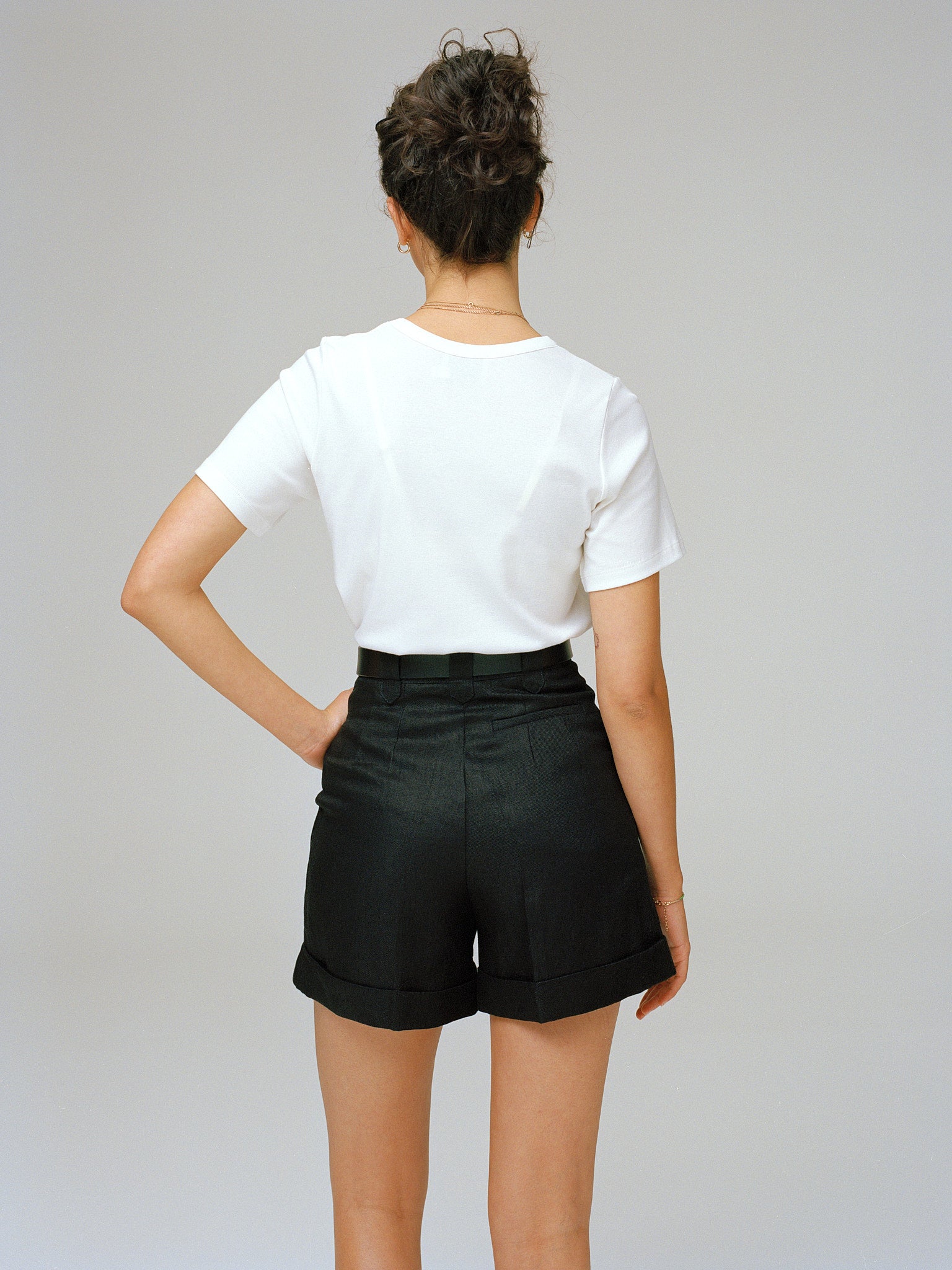 Ada Black Linen Shorts