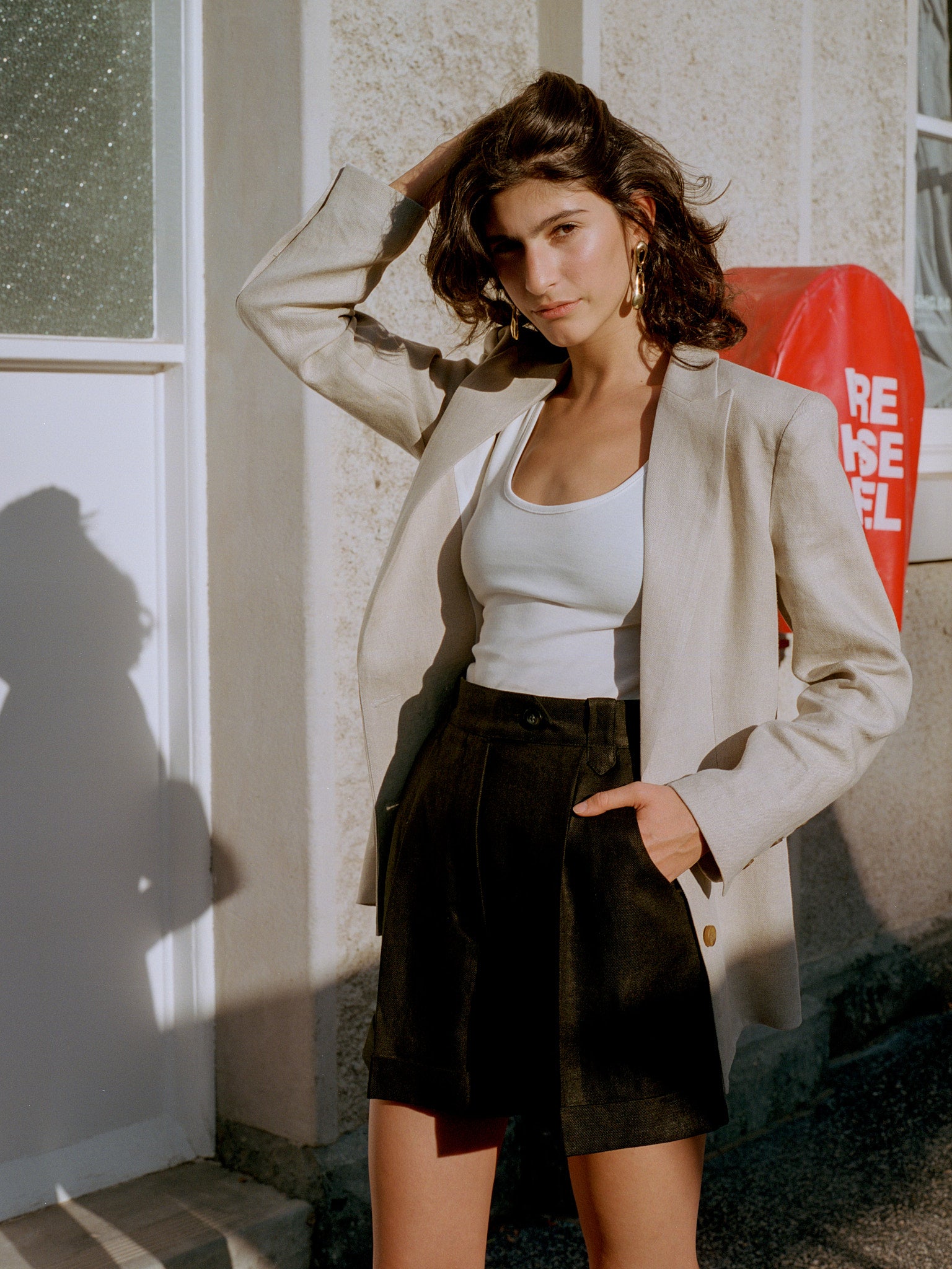 Ada Black Linen Shorts