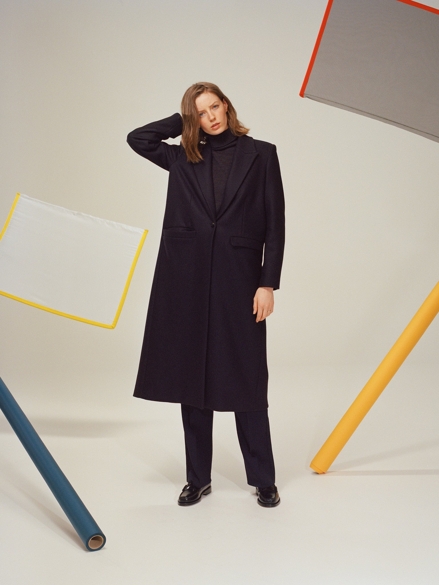 James Navy Italian Wool Coat