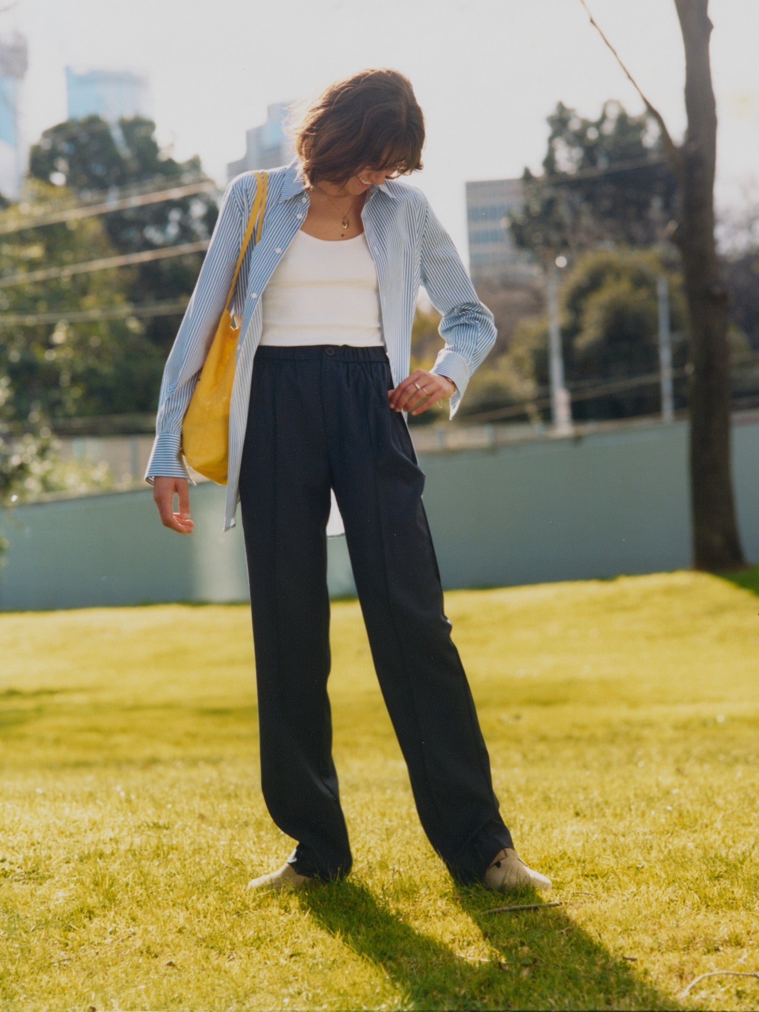 Romy Navy Wool Track Pants