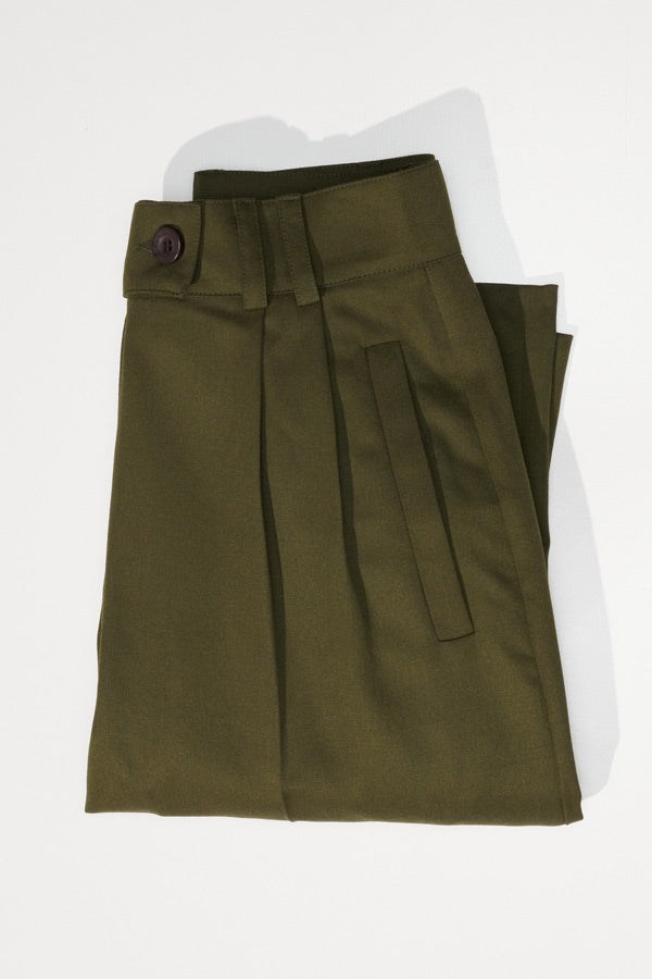 Yu Tailored Olive Japanese Twill Wool Pants - LIMITED EDITION