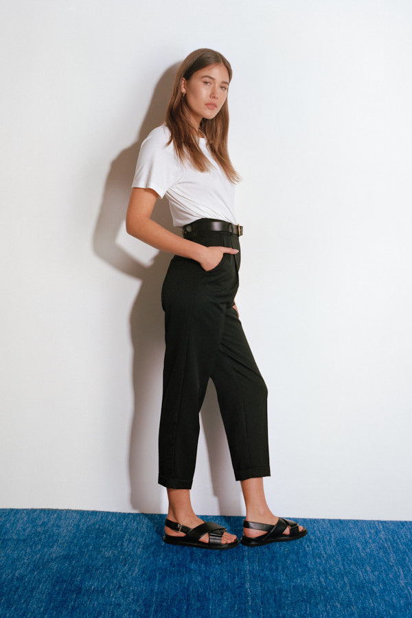 Recently Back in Stock - Luc Black Japanese Wool Twill Ciggie Pants