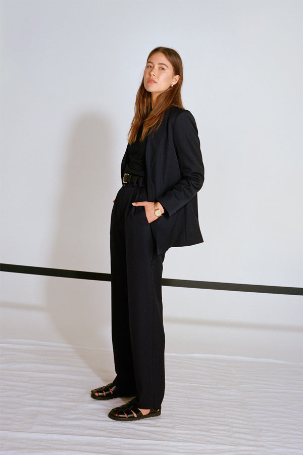 Recently Back In Stock - Fred Navy Japanese Twill Wool Blazer