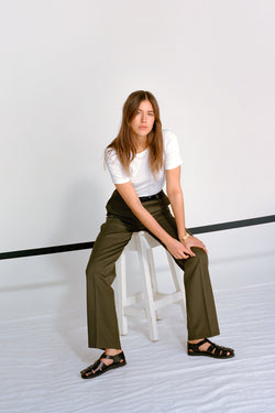 Yu Tailored Olive Japanese Twill Wool Pants - LIMITED EDITION