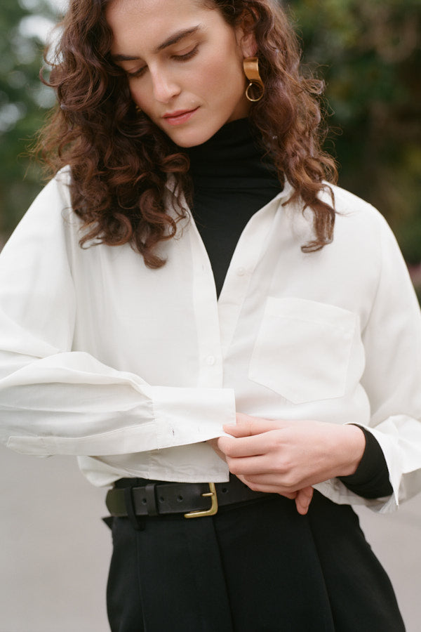 Abby Brass Buckle Italian Leather Belt