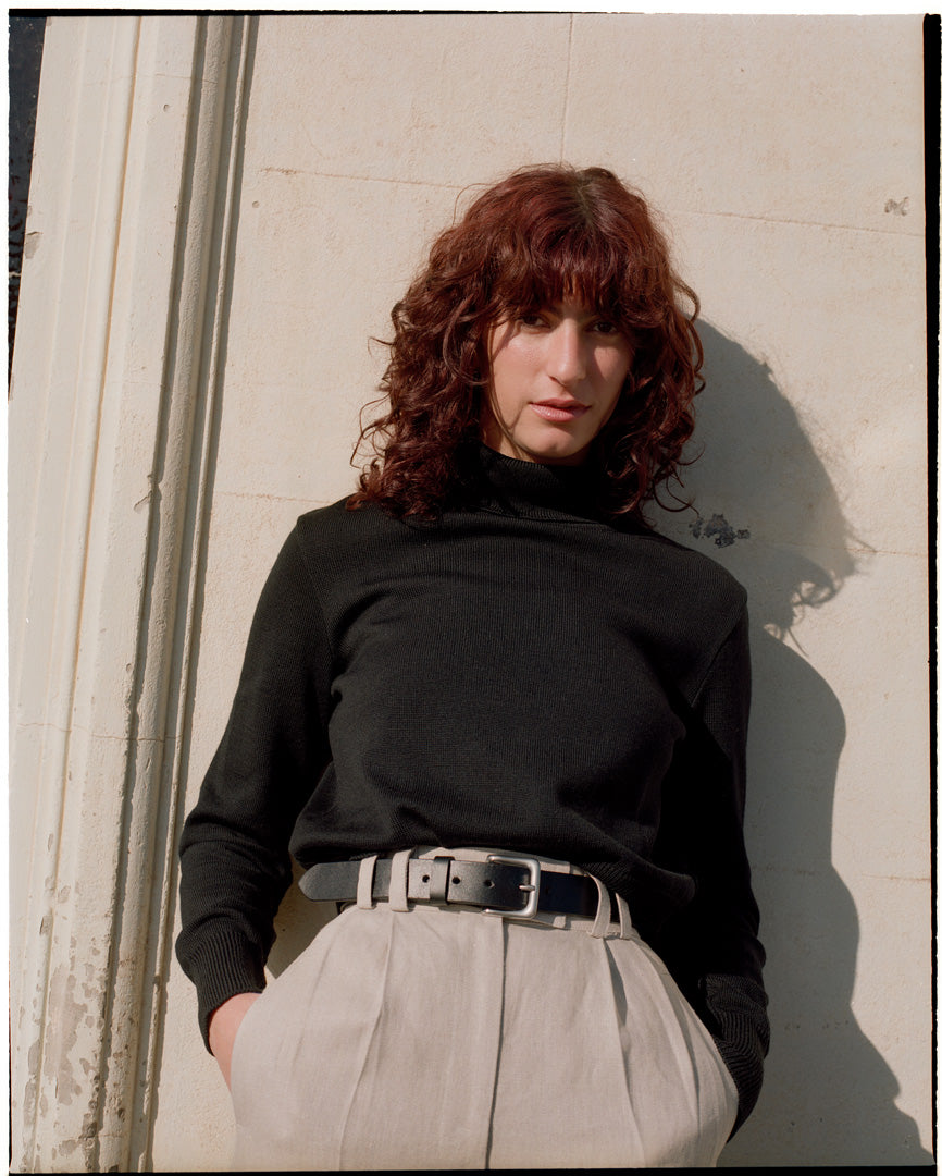 Abby Silver Buckle Italian Leather Belt