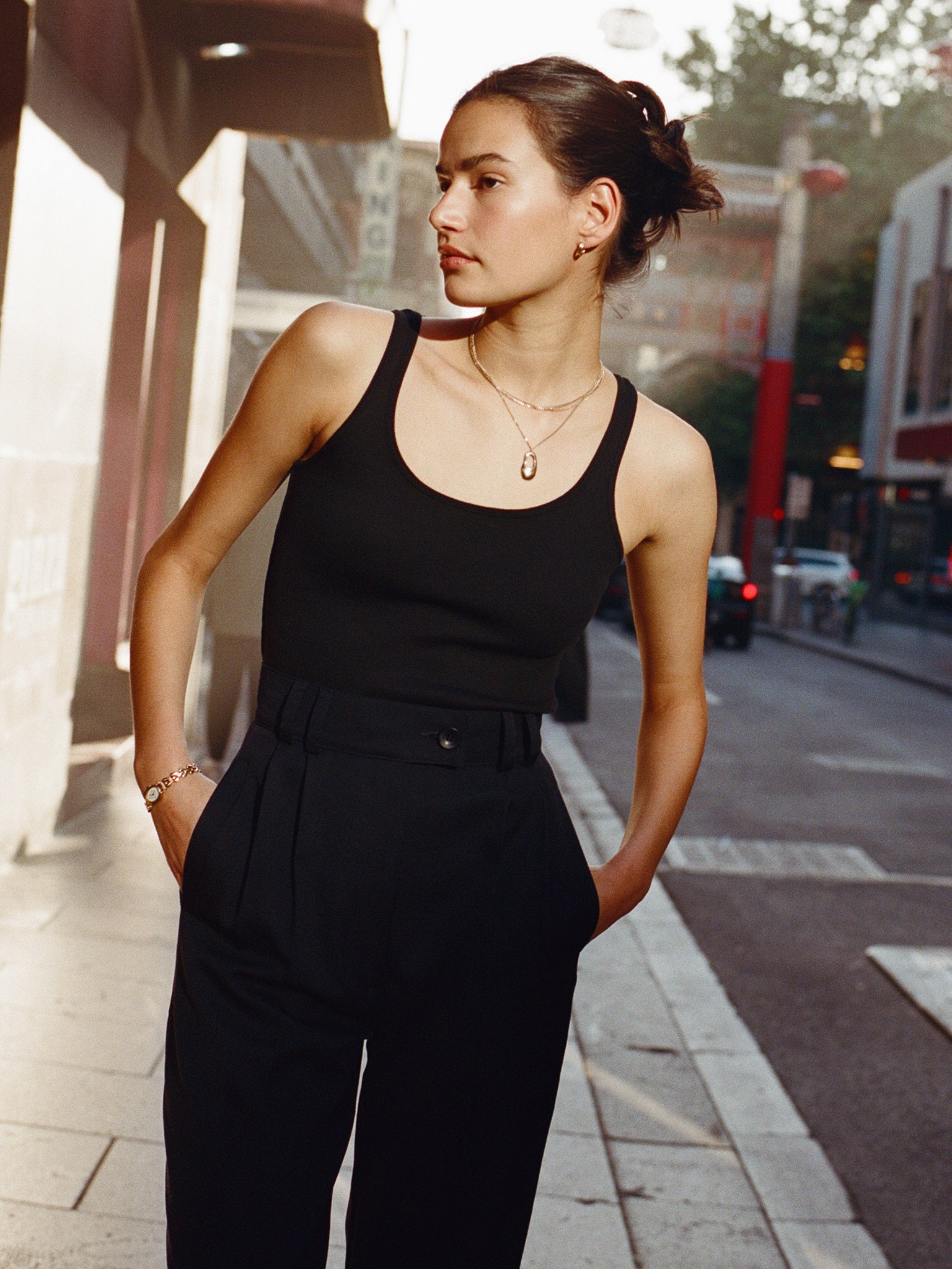 Max Black Cotton Singlet