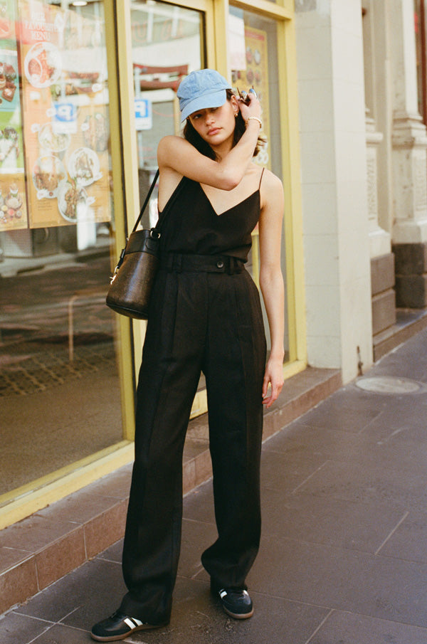 Armeda Black Italian Silk Cami