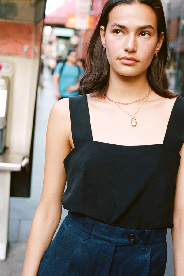 Clara Black Italian Silk Top