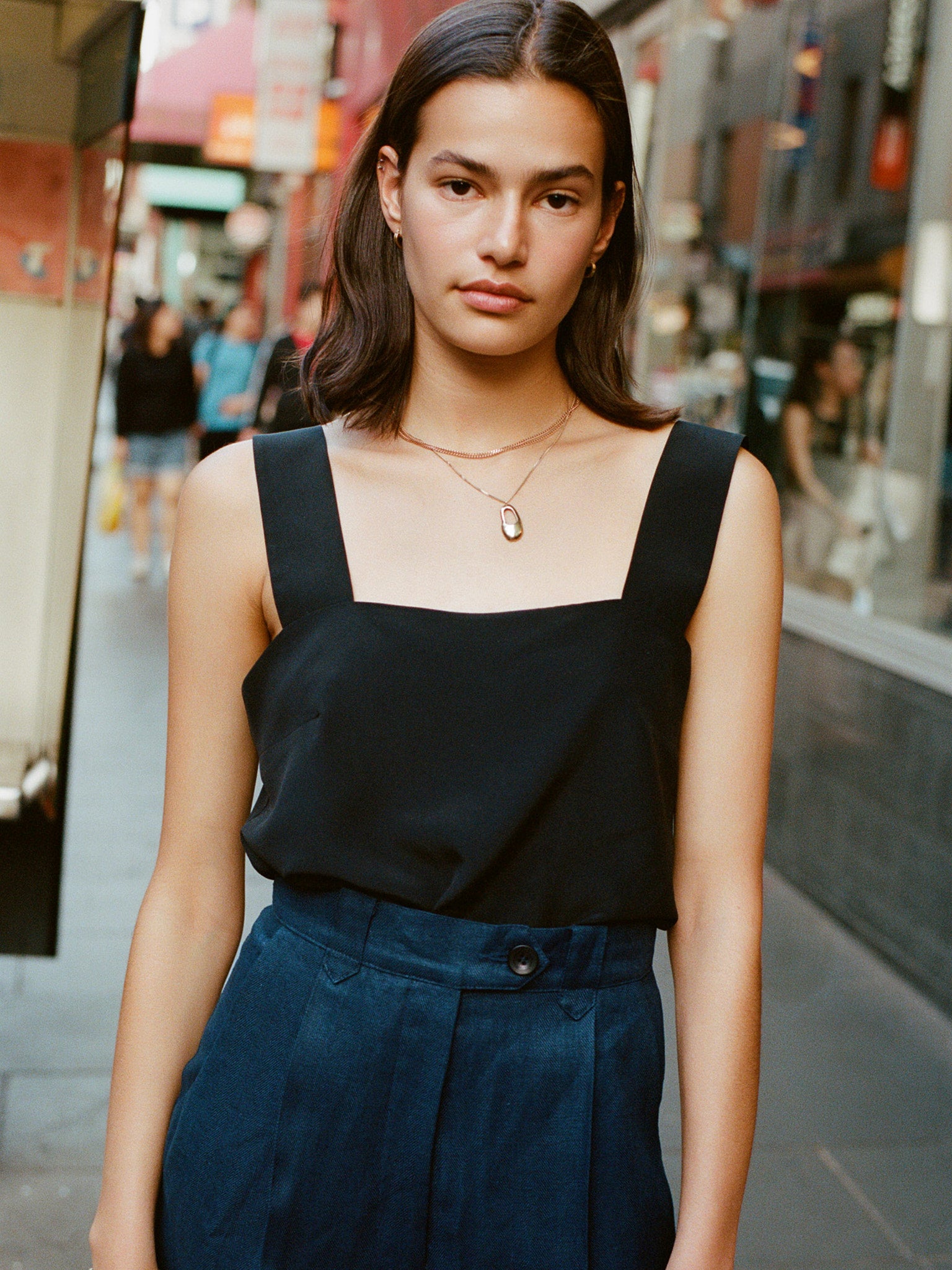 Clara Black Italian Silk Top