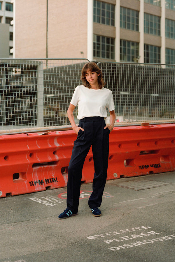 Recently Back In Stock - Kate Navy Japanese Twill Wool Pants