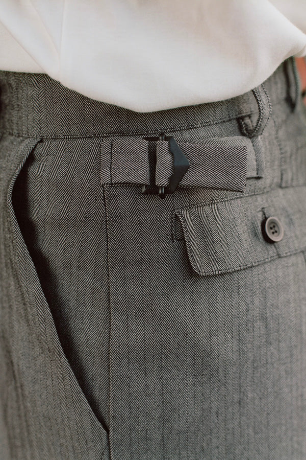 Kate Grey Herringbone Japanese Wool Pants - LIMITED EDITION