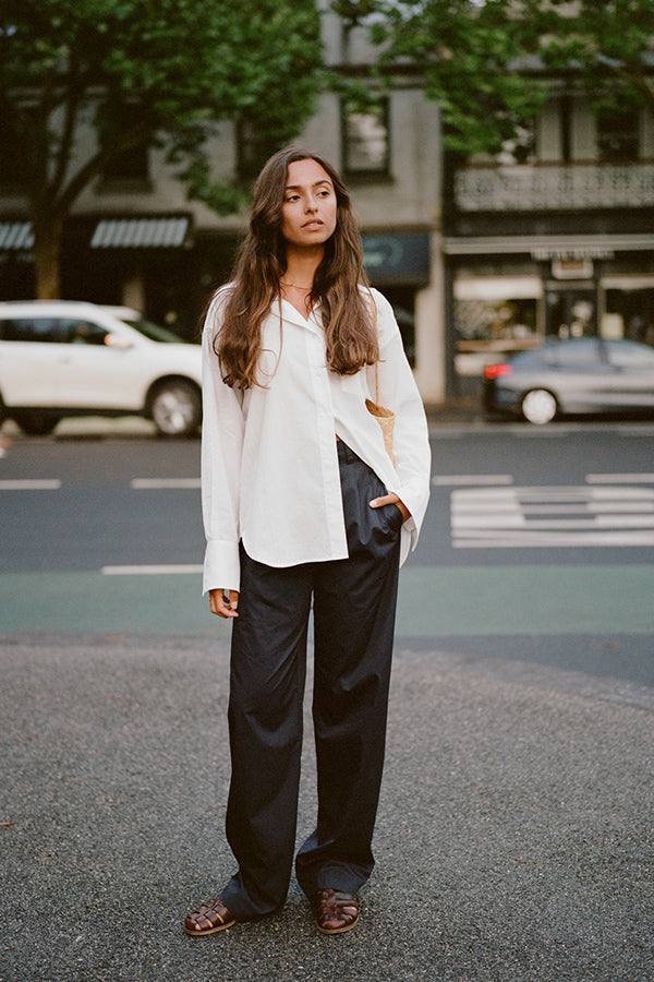 Yu Navy Organic Cotton Poplin Pants