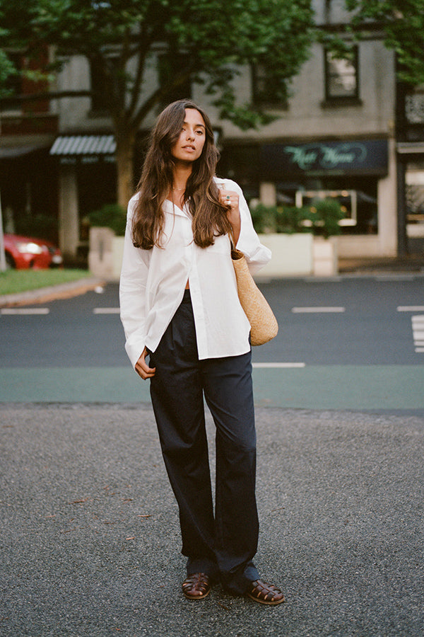 Yu Navy Organic Cotton Poplin Pants