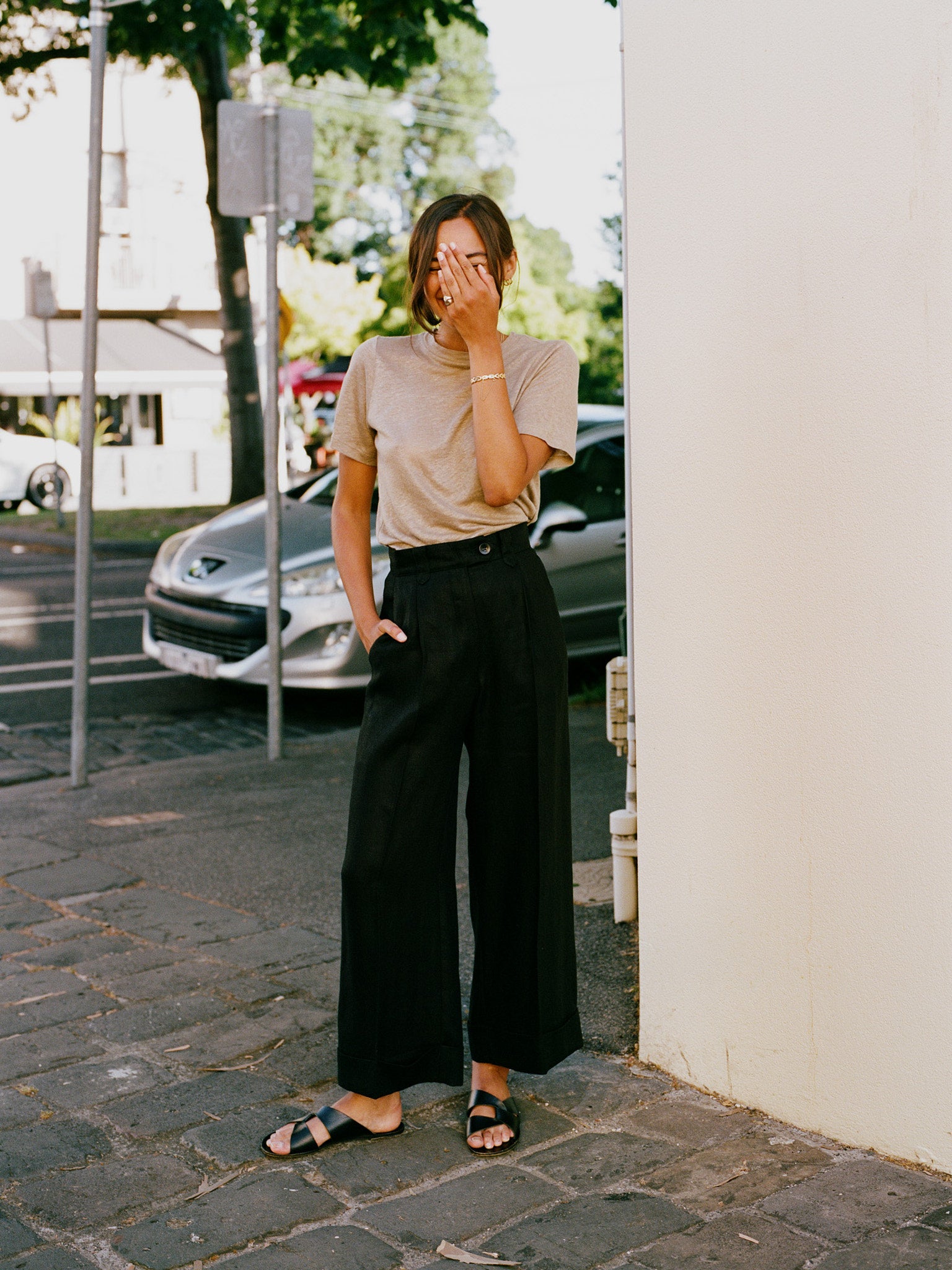 Pre-Order Ines Black Japanese Linen Pants