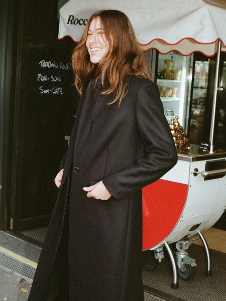 【美品】semoh” Italian Wool Old Coat Black” Handmade Black Wool Coat – Vintage 50s Fit & Flare | Xiaolizi