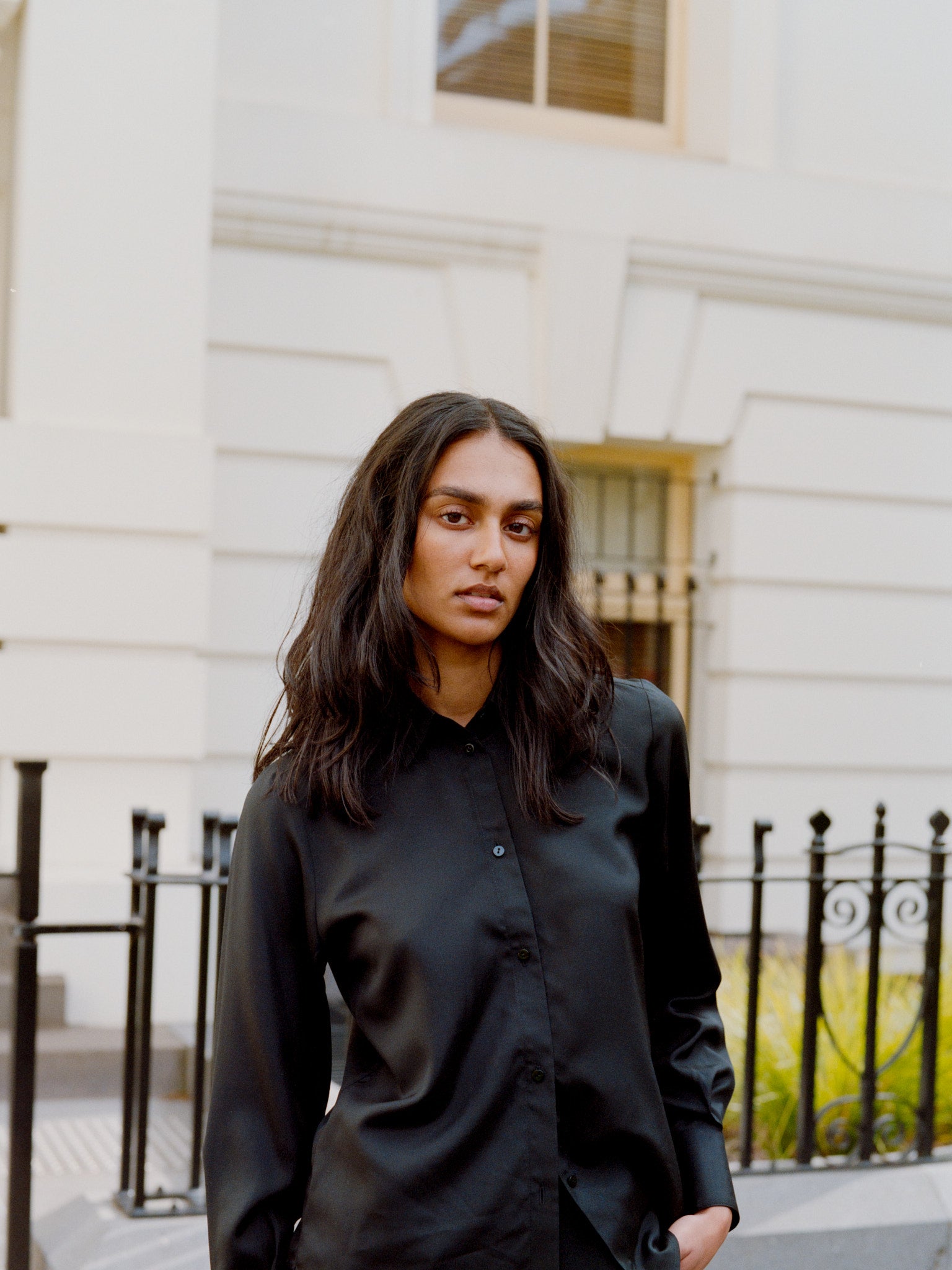 Mirka Black Italian Silk Shirt