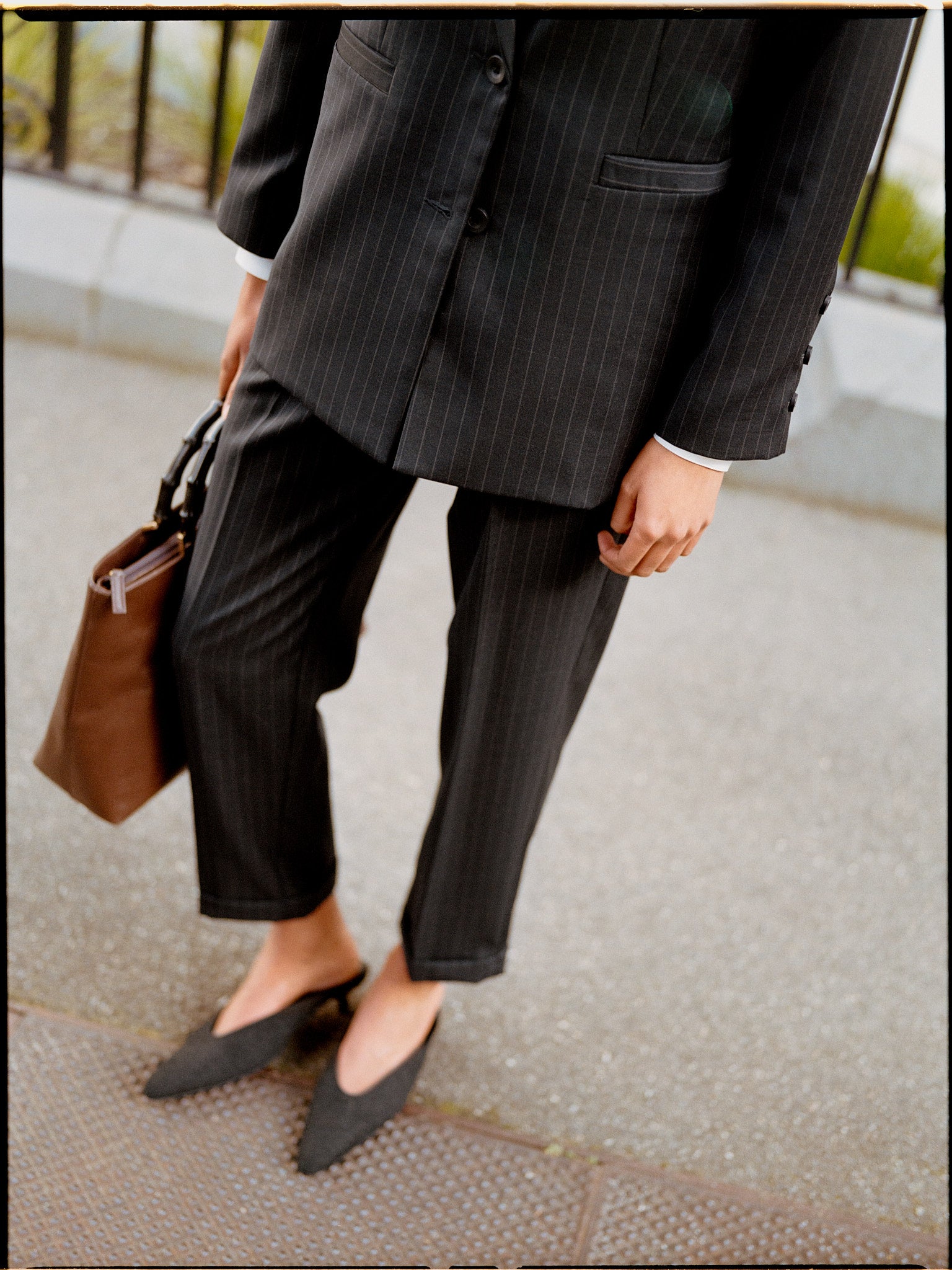 Limited Edition - Luc Italian Charcoal Pinstripe Wool Ciggie Pants