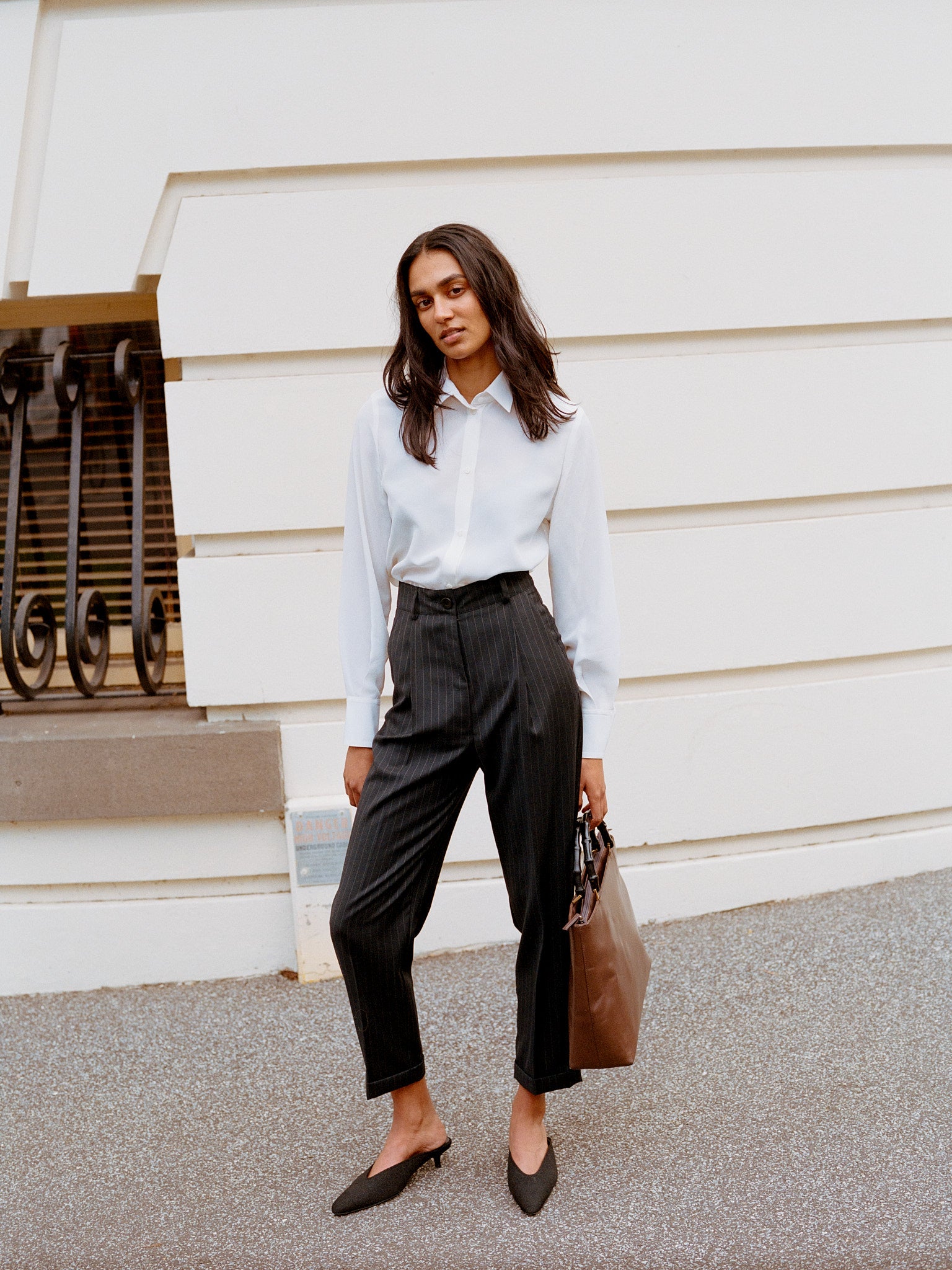 Limited Edition - Luc Italian Charcoal Pinstripe Wool Ciggie Pants