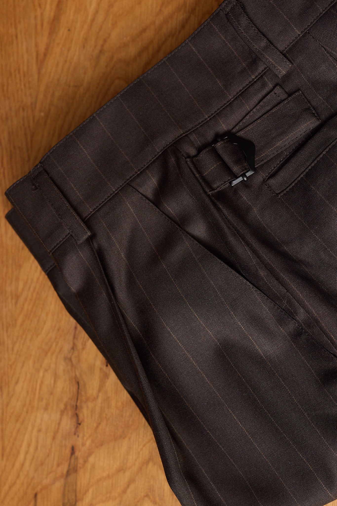 Limited Edition - Luc Italian Chocolate Pinstripe Wool Ciggie Pants