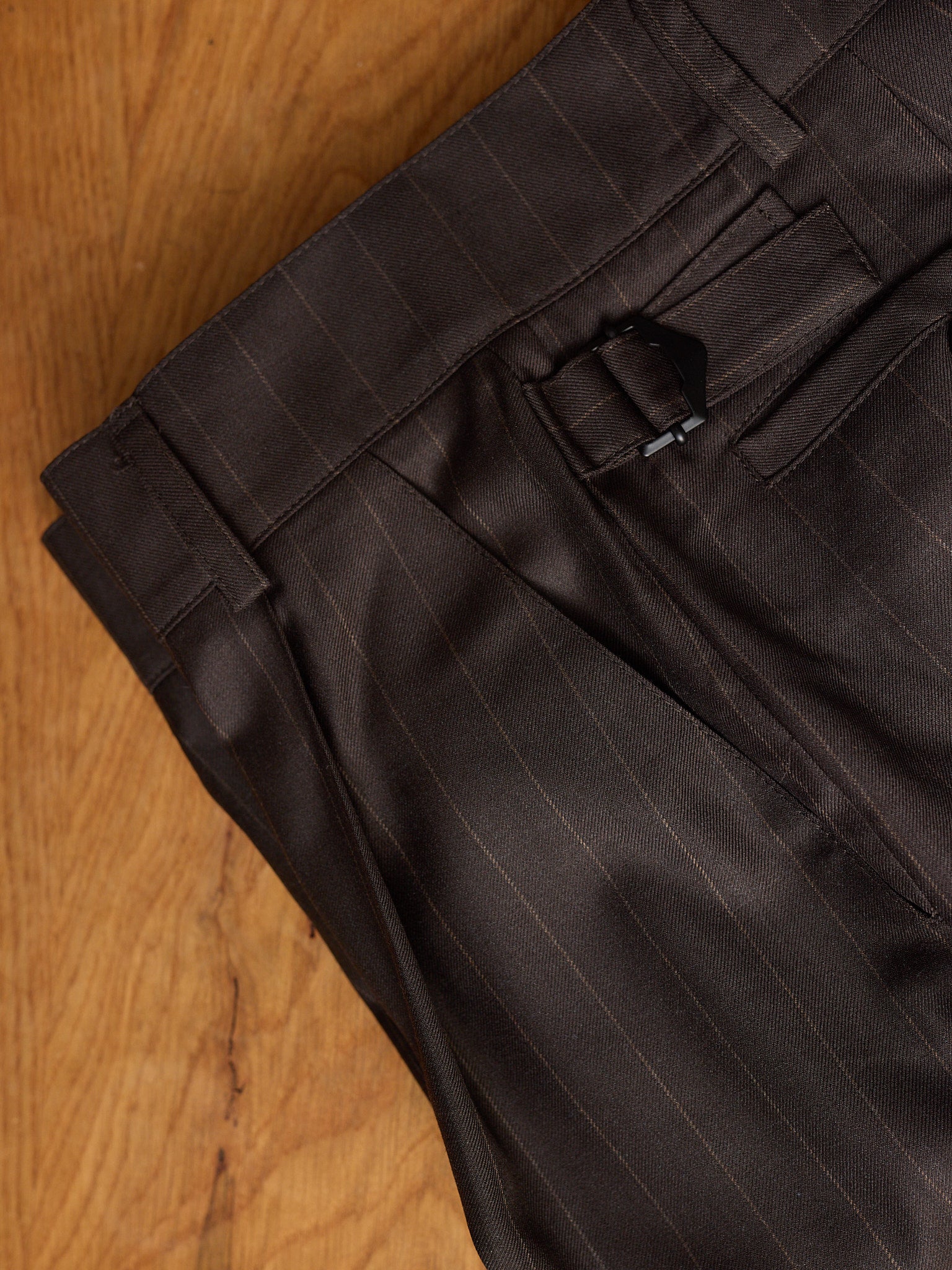 Limited Edition - Luc Italian Chocolate Pinstripe Wool Ciggie Pants