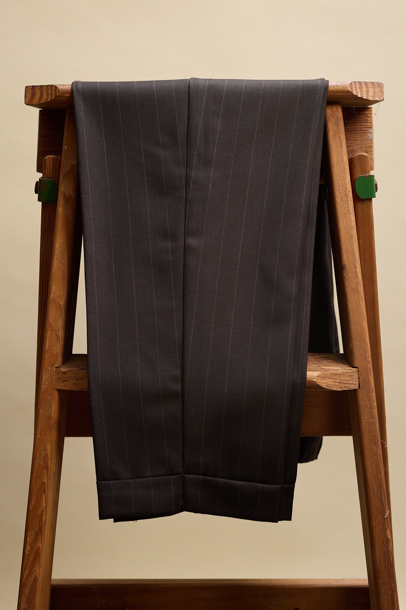 Limited Edition - Luc Italian Chocolate Pinstripe Wool Ciggie Pants