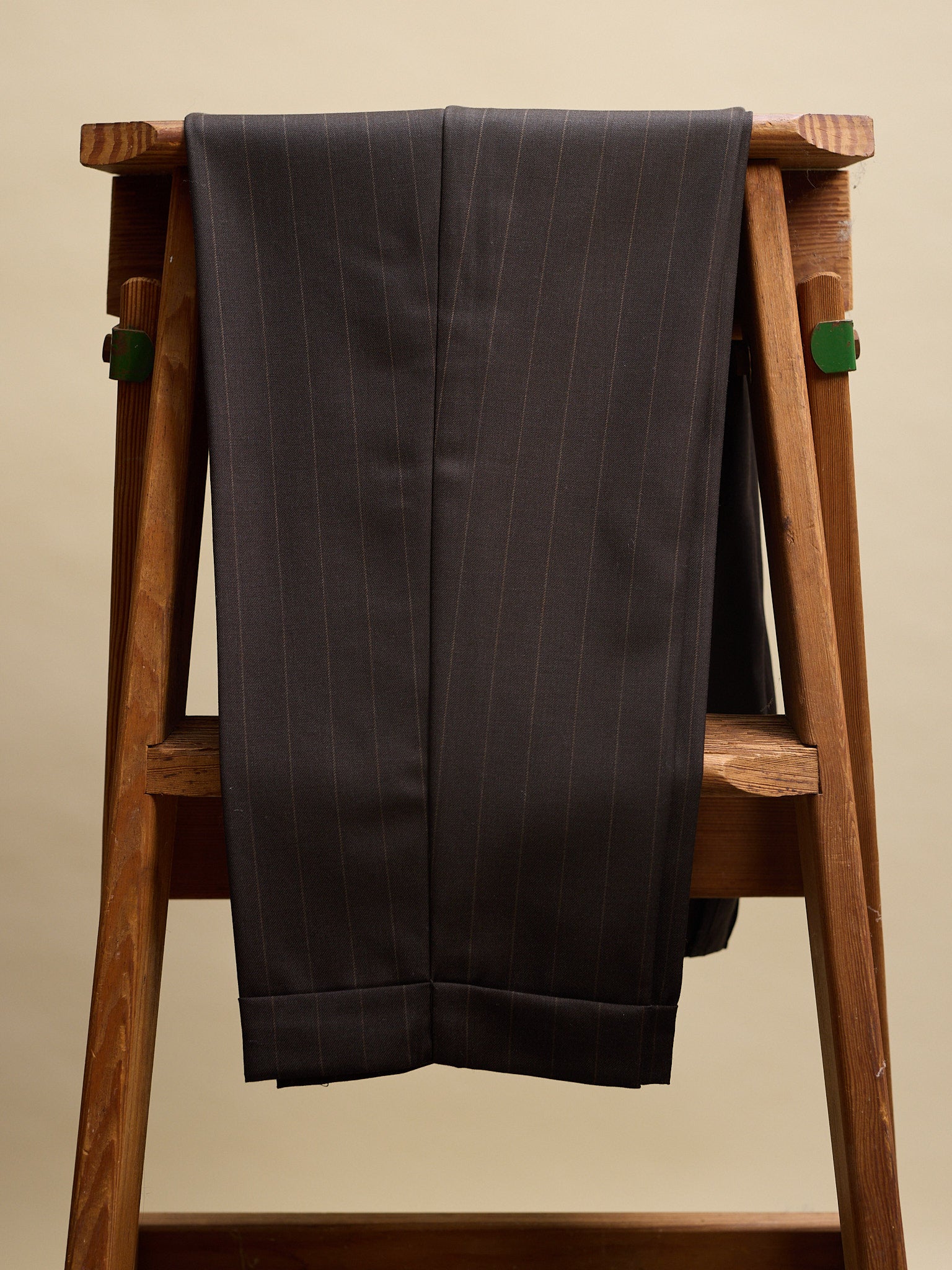 Limited Edition - Luc Italian Chocolate Pinstripe Wool Ciggie Pants