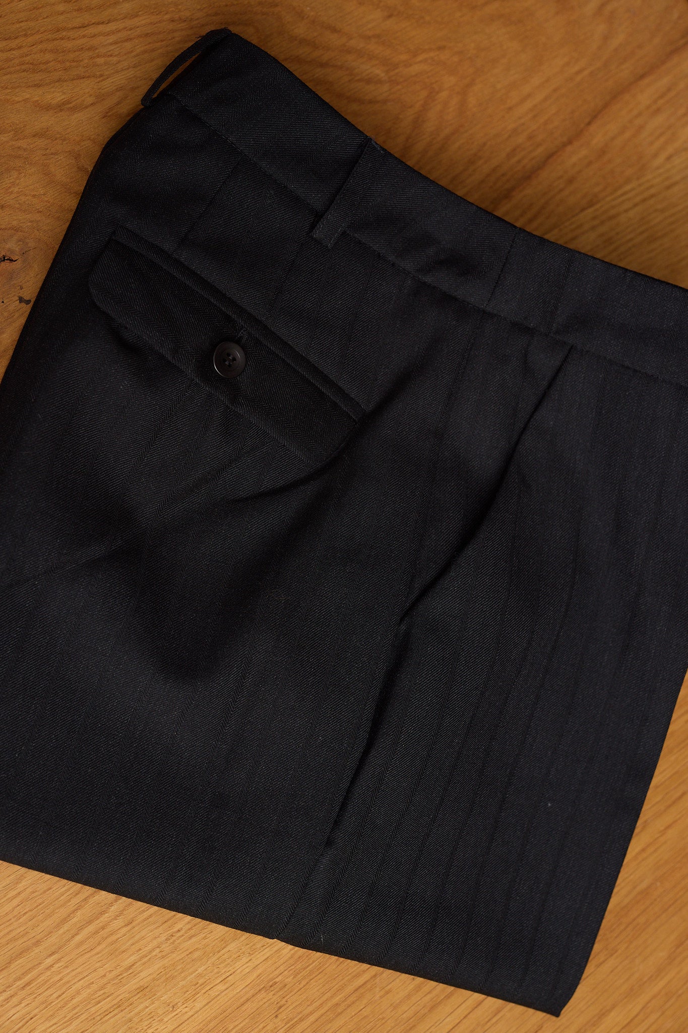 Limited Edition Agnes Italian Charcoal Pinstripe Wool Pants