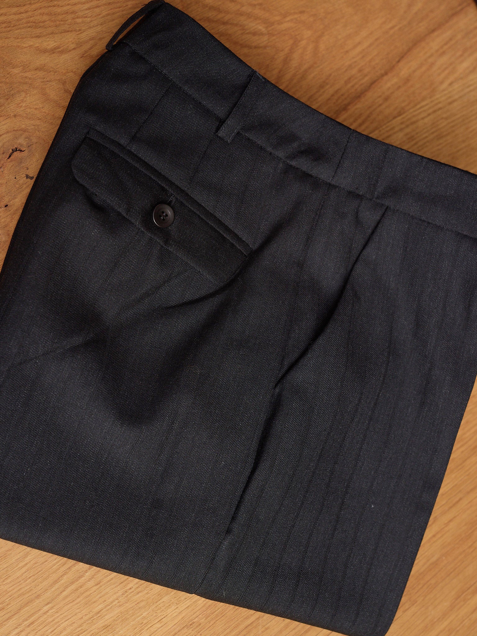Limited Edition Agnes Italian Charcoal Pinstripe Wool Pants