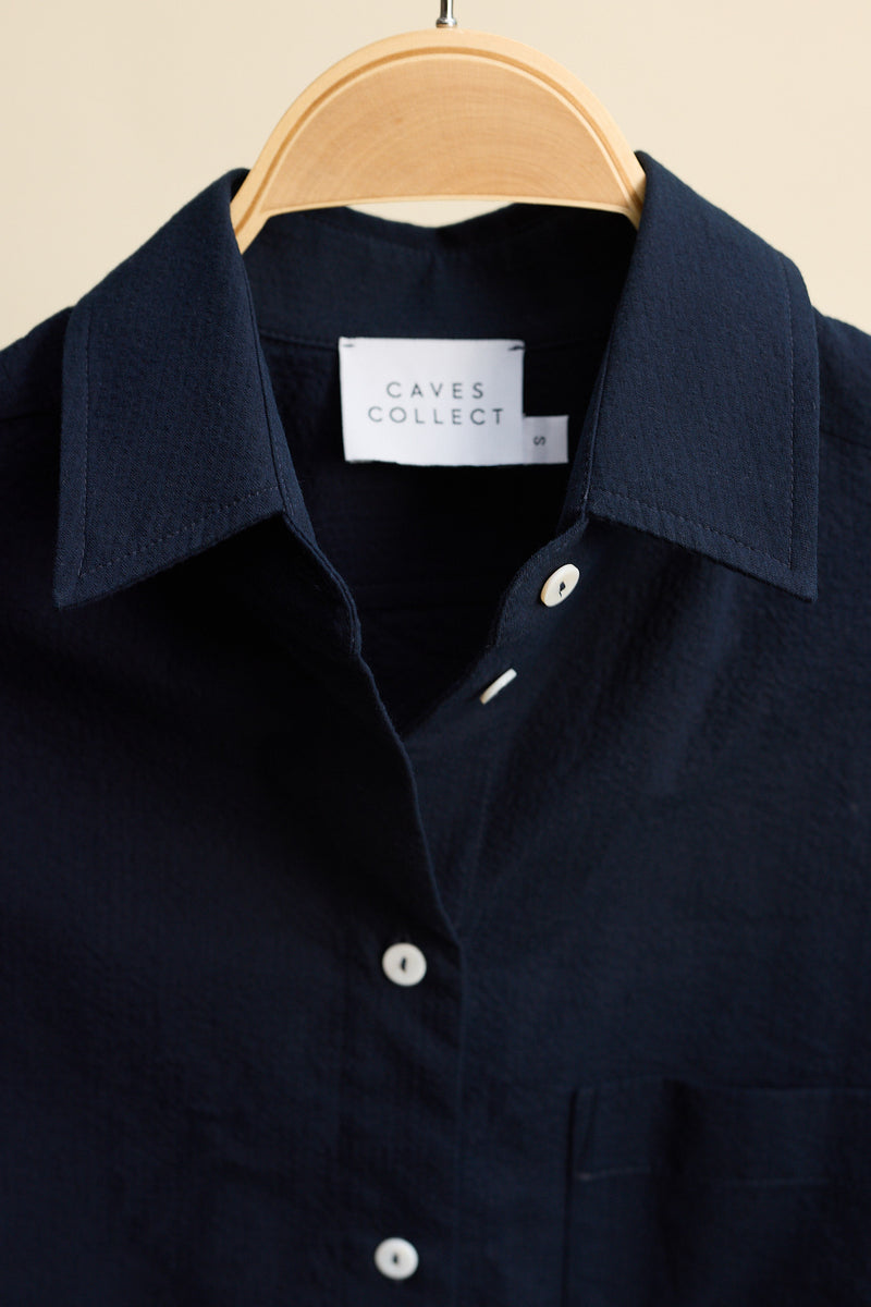 Artist Navy Seersucker Japanese Cotton Shirt