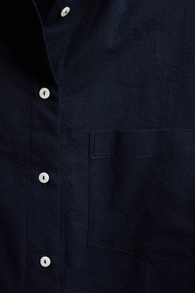 Artist Navy Seersucker Japanese Cotton Shirt