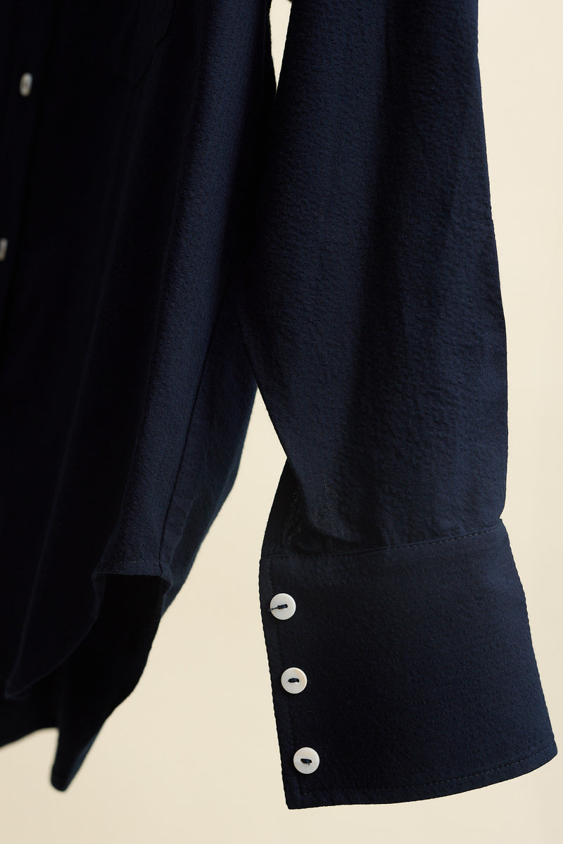 Artist Navy Seersucker Japanese Cotton Shirt