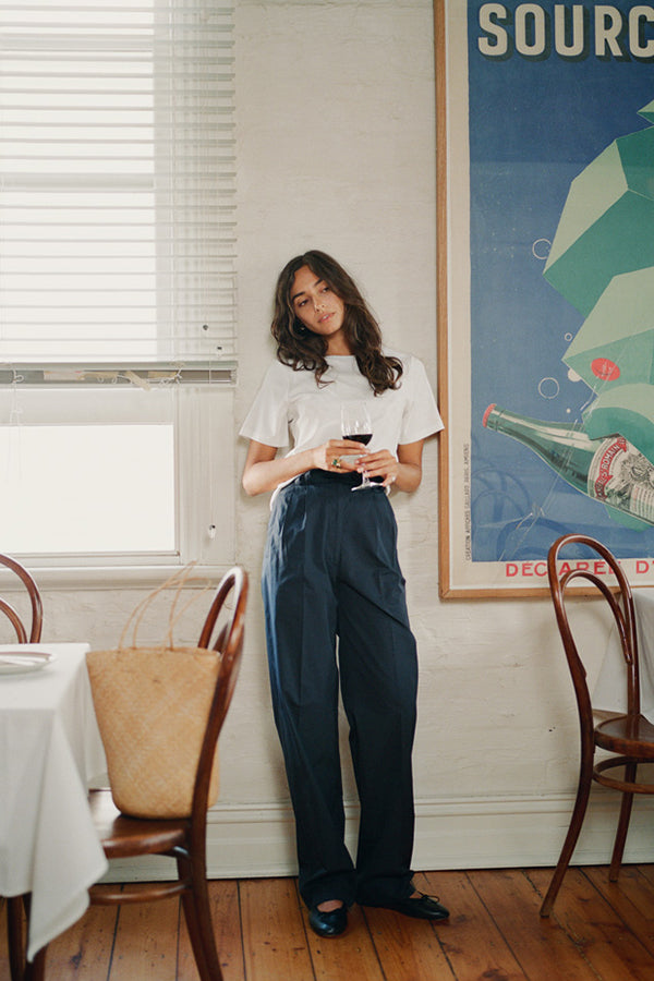 Yu Navy Organic Cotton Poplin Pants