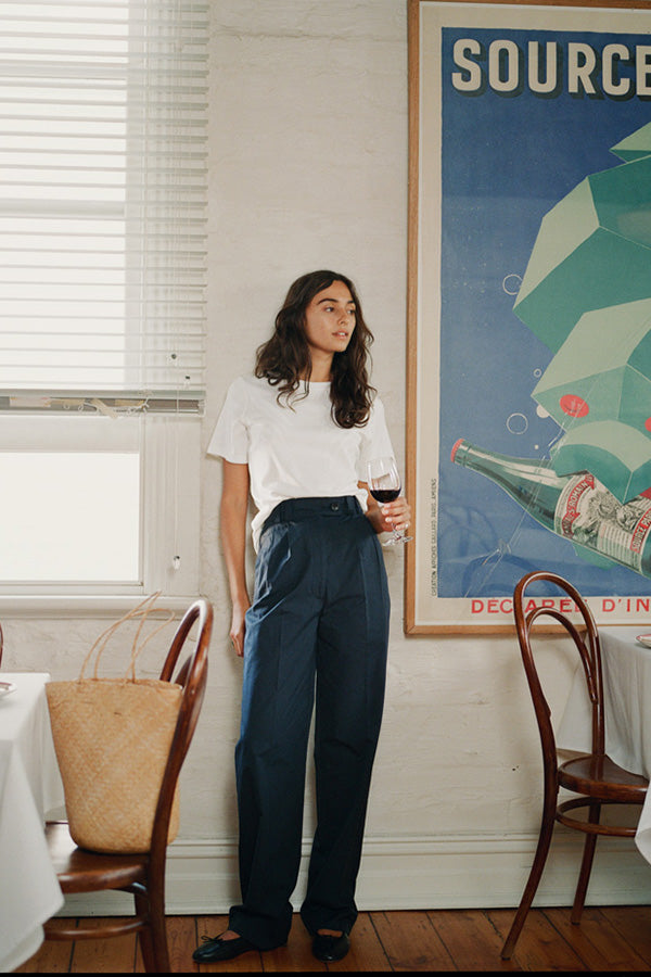 Yu Navy Organic Cotton Poplin Pants
