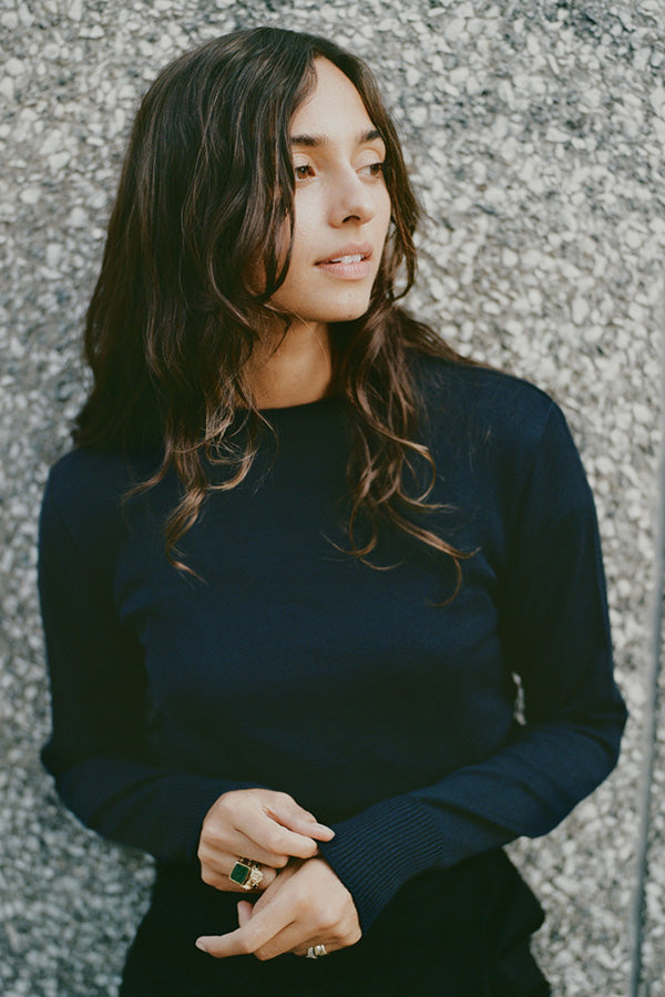 Rufus Navy Italian Merino Knit