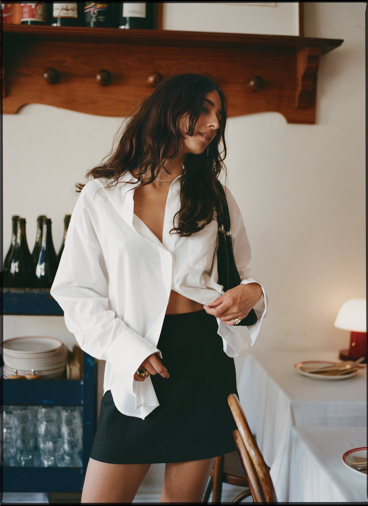 Kit Black Linen Mini Skirt