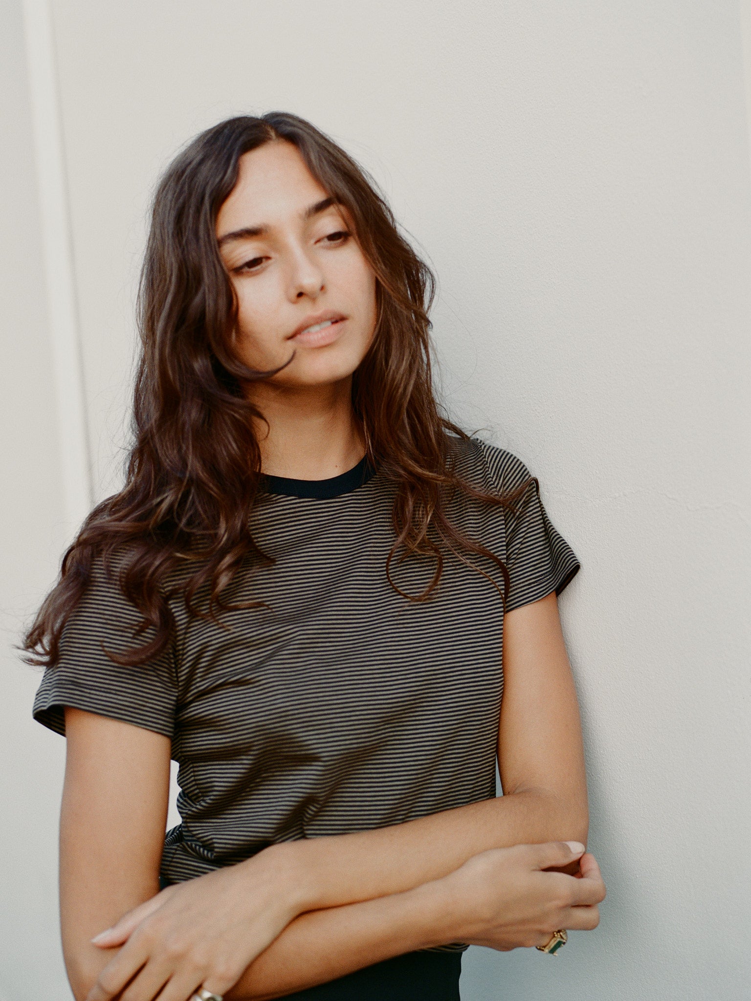 Pre-Order Pete Stripe Olive Japanese Cotton T