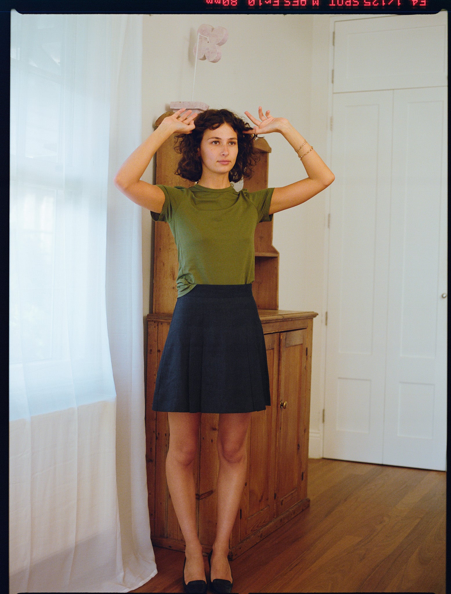 Recently in Stock - Jane Navy Linen Pleated Skirt