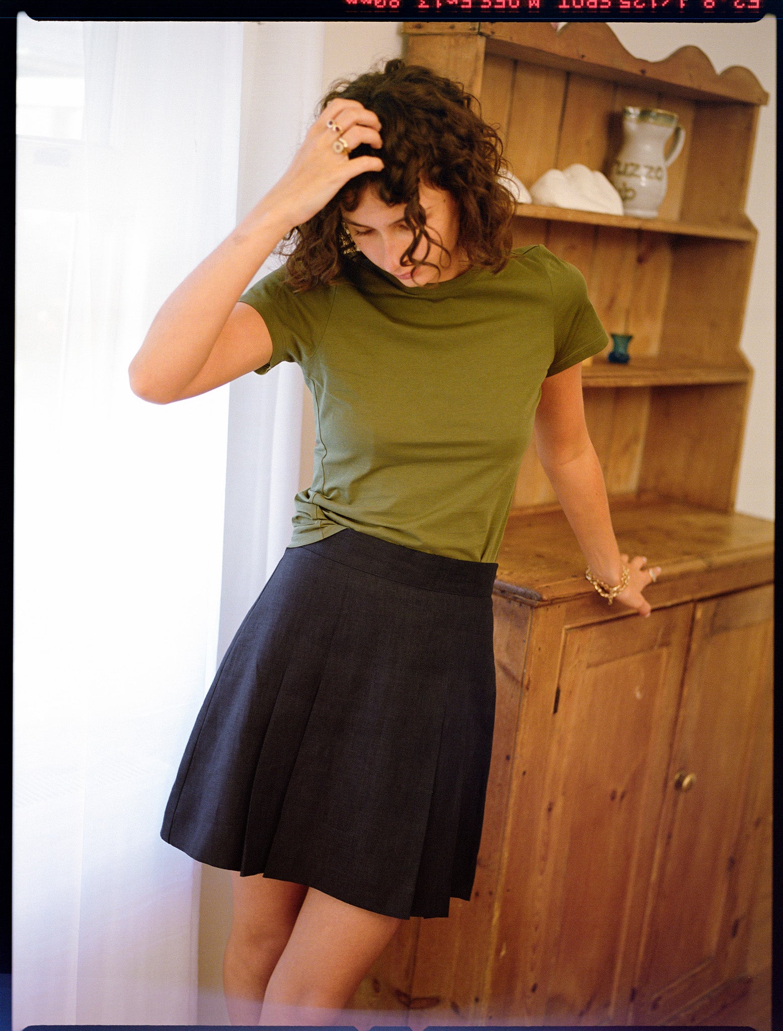 Recently in Stock - Jane Navy Linen Pleated Skirt