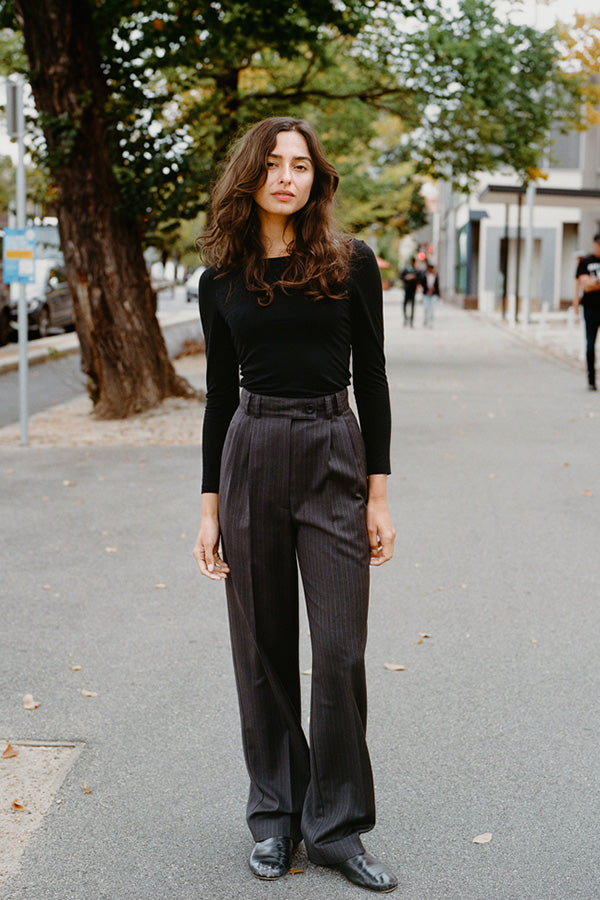 Limited Edition - Yu Tailored Italian Charcoal Pinstripe Wool Pants