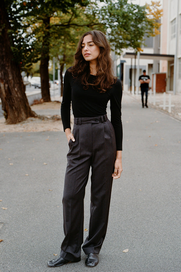 Limited Edition - Yu Tailored Italian Charcoal Pinstripe Wool Pants