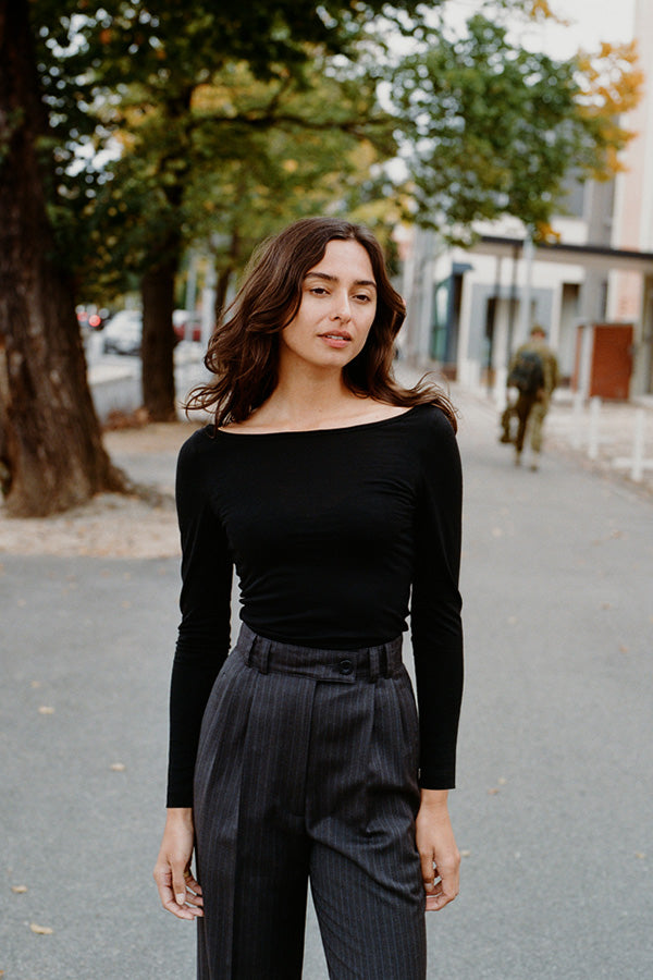 Pre-Order Laina Australian Black Merino Wool Top