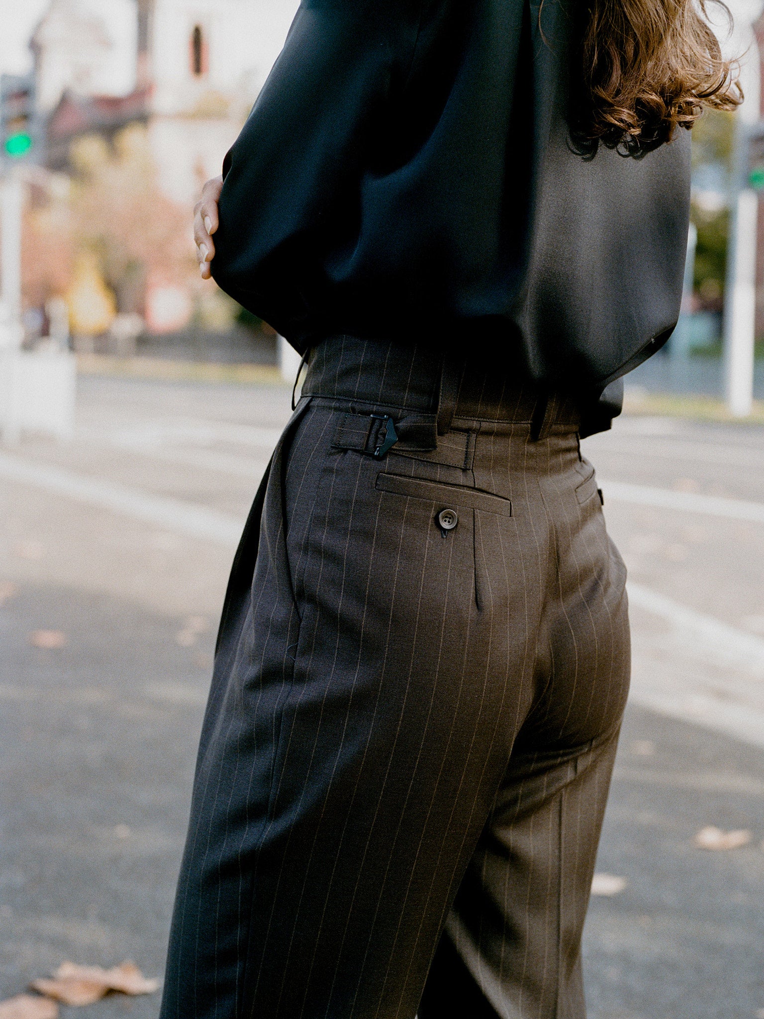 Limited Edition - Luc Italian Chocolate Pinstripe Wool Ciggie Pants