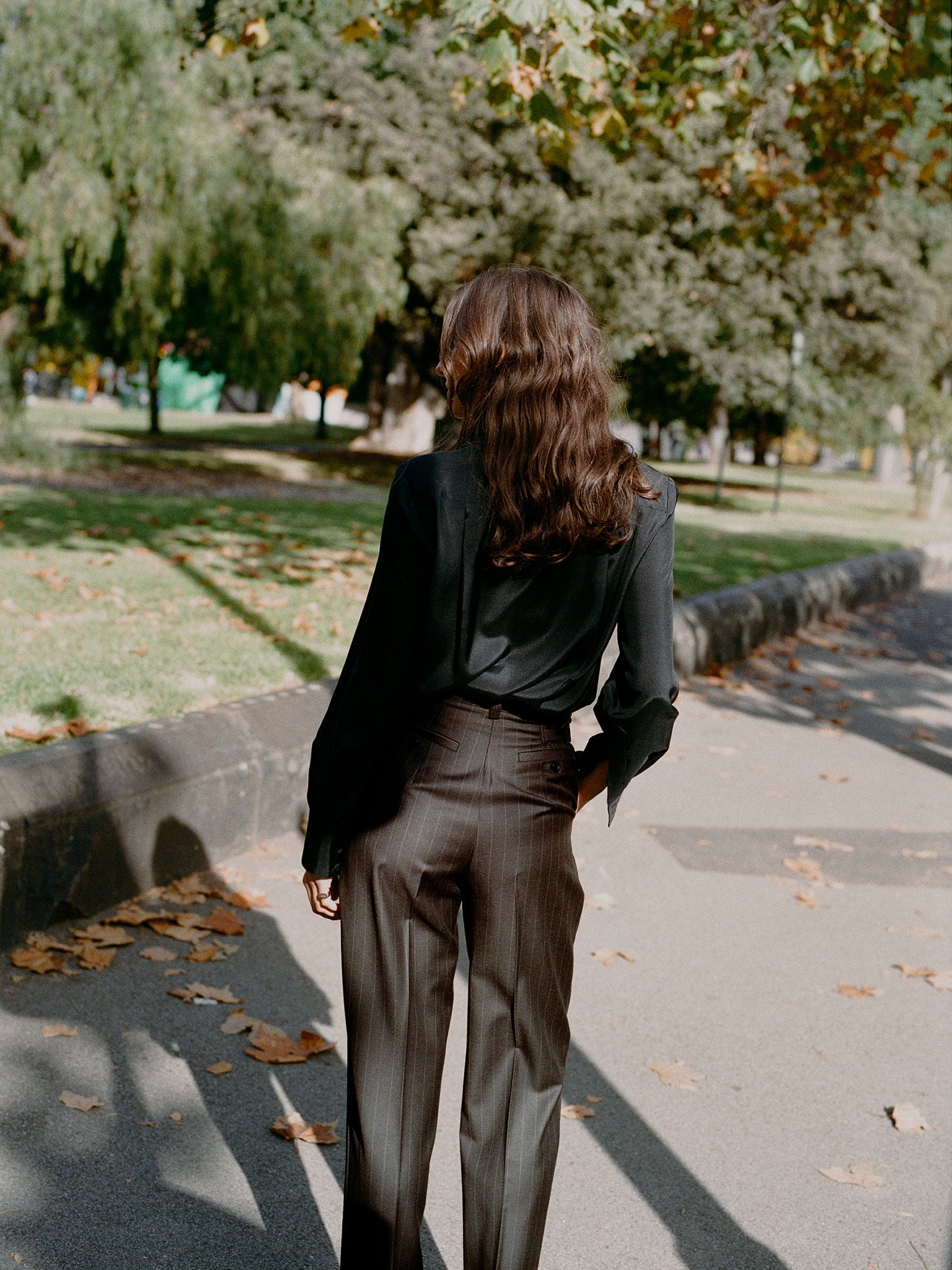 Limited Edition - Luc Italian Chocolate Pinstripe Wool Ciggie Pants