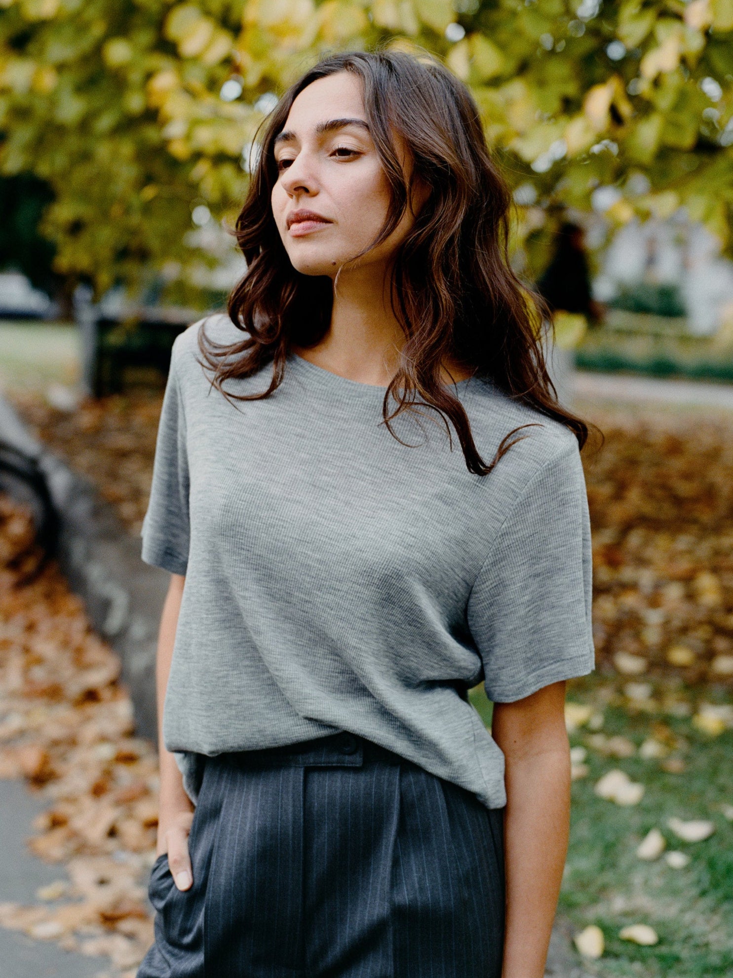 Recently Back in Stock - Jim Fine Grey Australian Merino Rib T