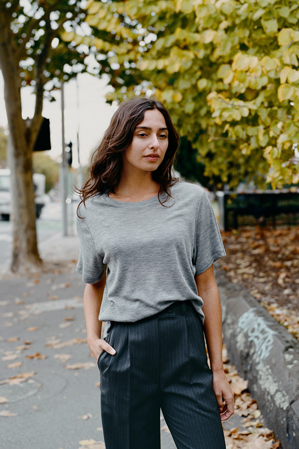 Recently Back in Stock - Jim Fine Grey Australian Merino Rib T