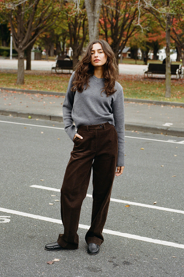 Pre-Order Jonny Grey Heavyweight Italian Wool V Knit